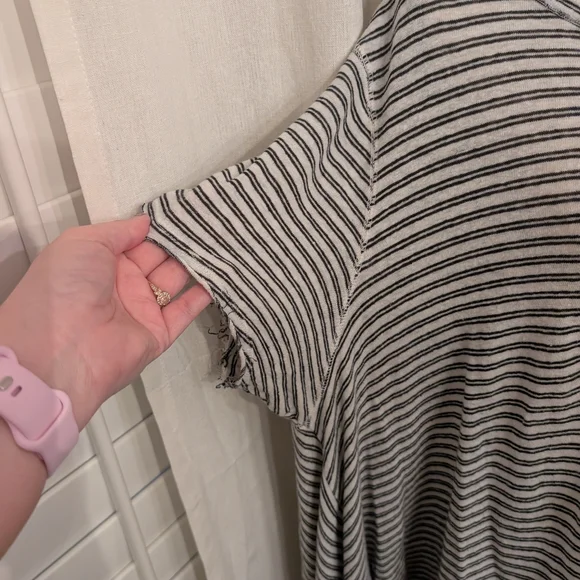 We The Free Black and White Striped Short Sleeve Top - Picture 2 of 5